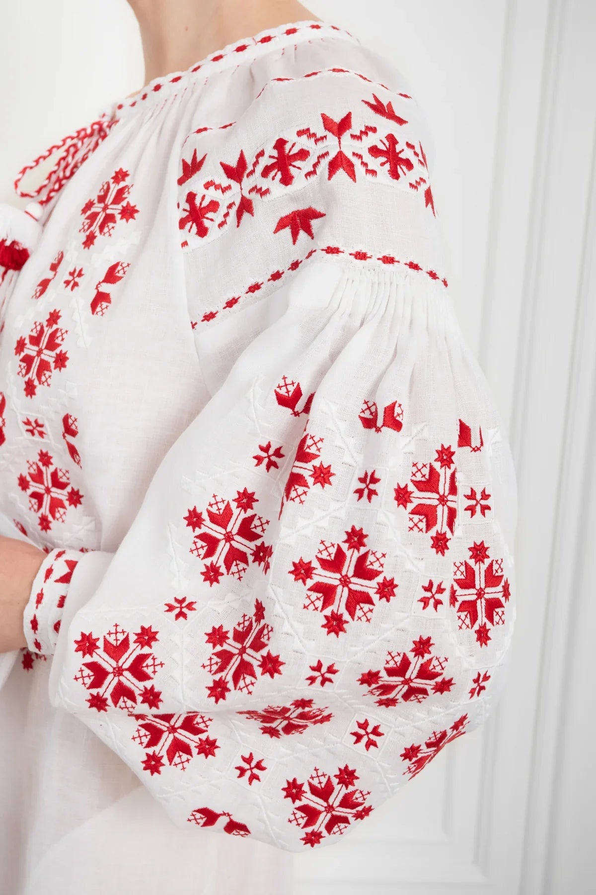 Embroidered Midi Dress Olesya – Traditional Handmade Dress with Artisan Embroidery