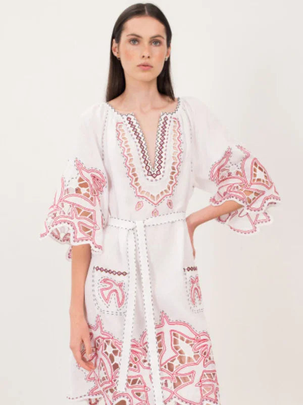 Rochie broderie Richelieu  Alba  Flying Home