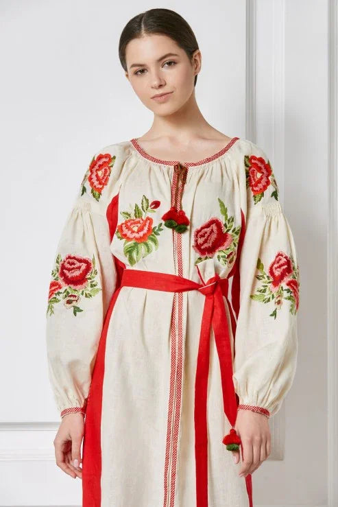 Rochie midi Flora Foberini Lucrata Manual