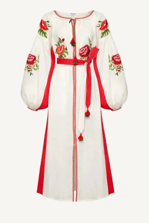 Rochie midi Flora Foberini Lucrata Manual
