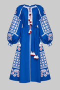Rochie brodata Folk Blue