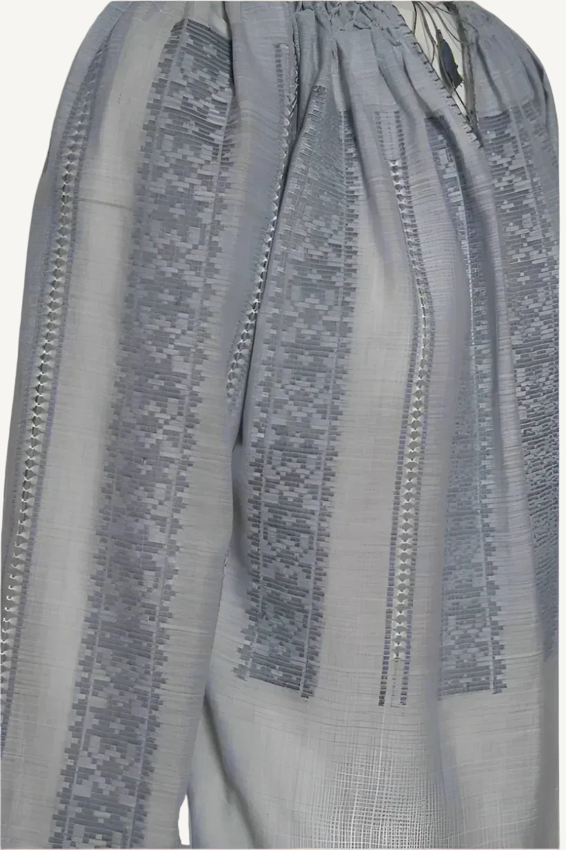 Levender hanwoven Romanian Blouse with intricate patterns and embroidery 