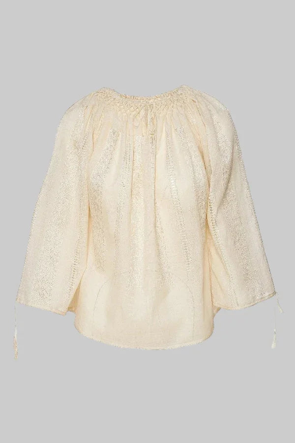The Handwoven  Romanian Blouse in Ivory