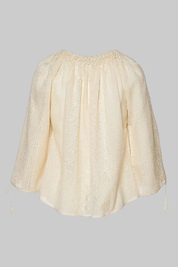 The Handwoven  Romanian Blouse in Ivory