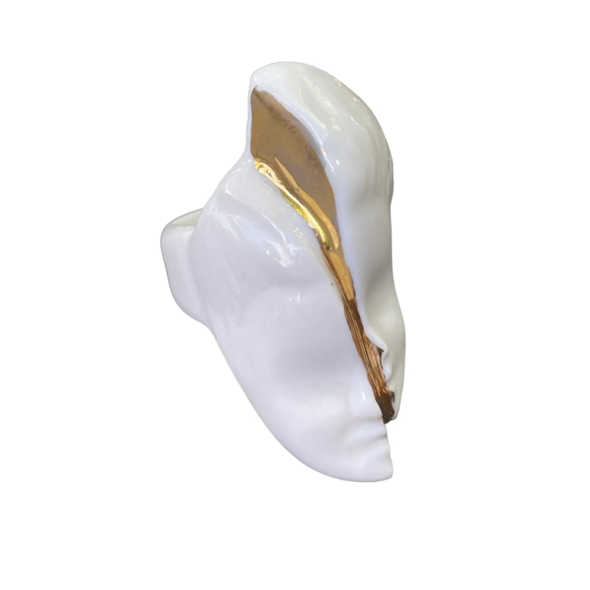 Ceramic Ring Blanche XXI Handcrafted Porcelain 22K Gold