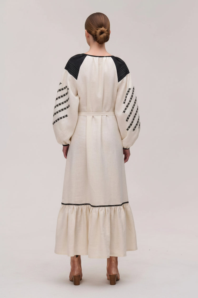 Beige Embroidered Dress — Podillia