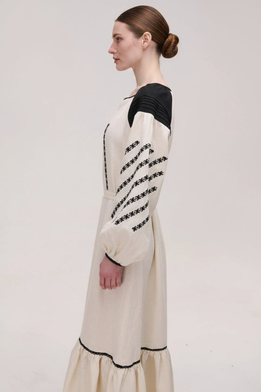 Beige Embroidered Dress — Podillia