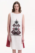 Linen Dress with Hand Embroidery – Berehynia, Burgundy