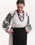 Hand-Embroidered Ukrainian Vyshyvanka Blouse in Black