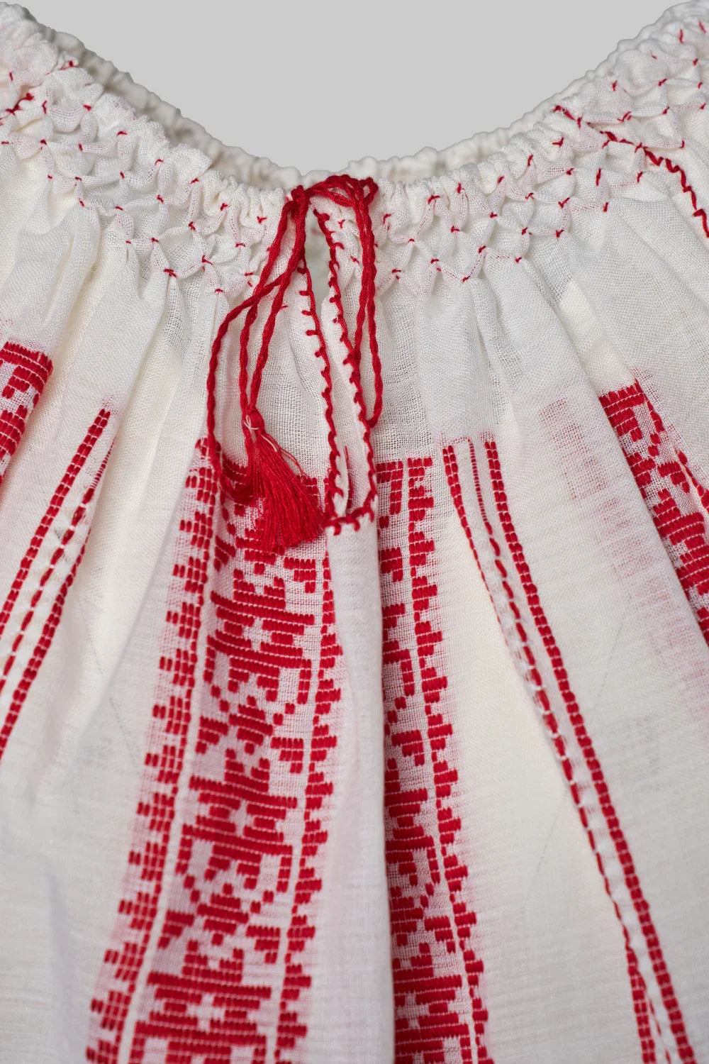 Woven Romanian Blouse in Red
