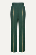 Green pants with gold stripes on a white background