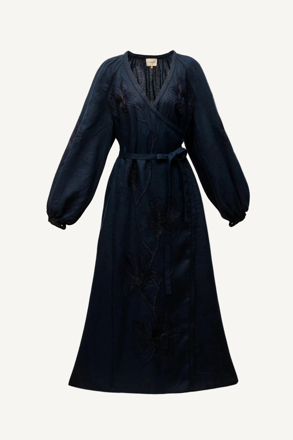 Magnolia midi linen dress in Navy blue