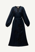 Magnolia midi linen dress in Navy blue