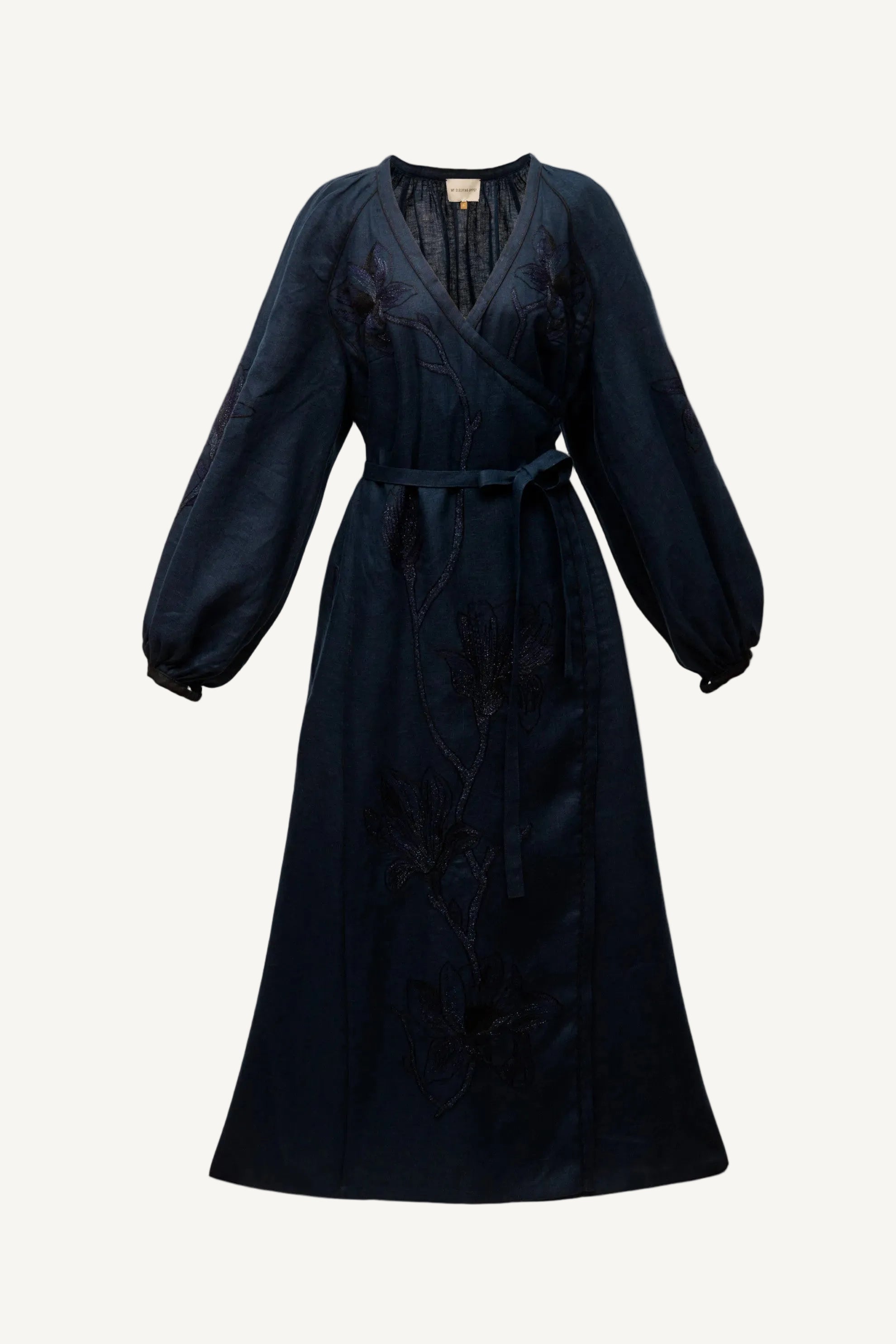 Magnolia midi linen dress in Navy blue