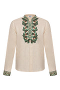 Men Linen Embroidered Beige Shirt Bogdan