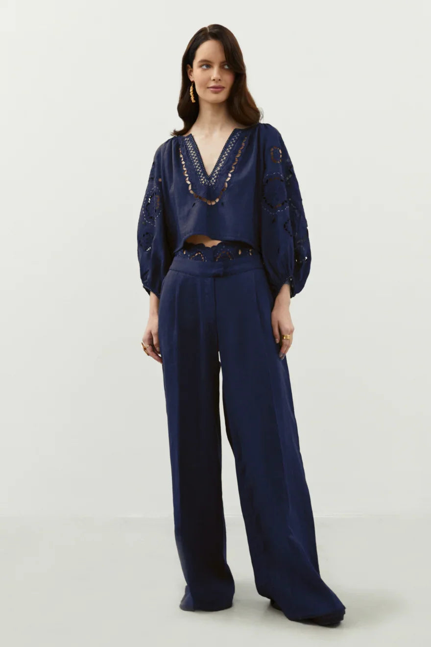 Merezhivo Linen Pants Navy Blue – My Sleeping Gypsy