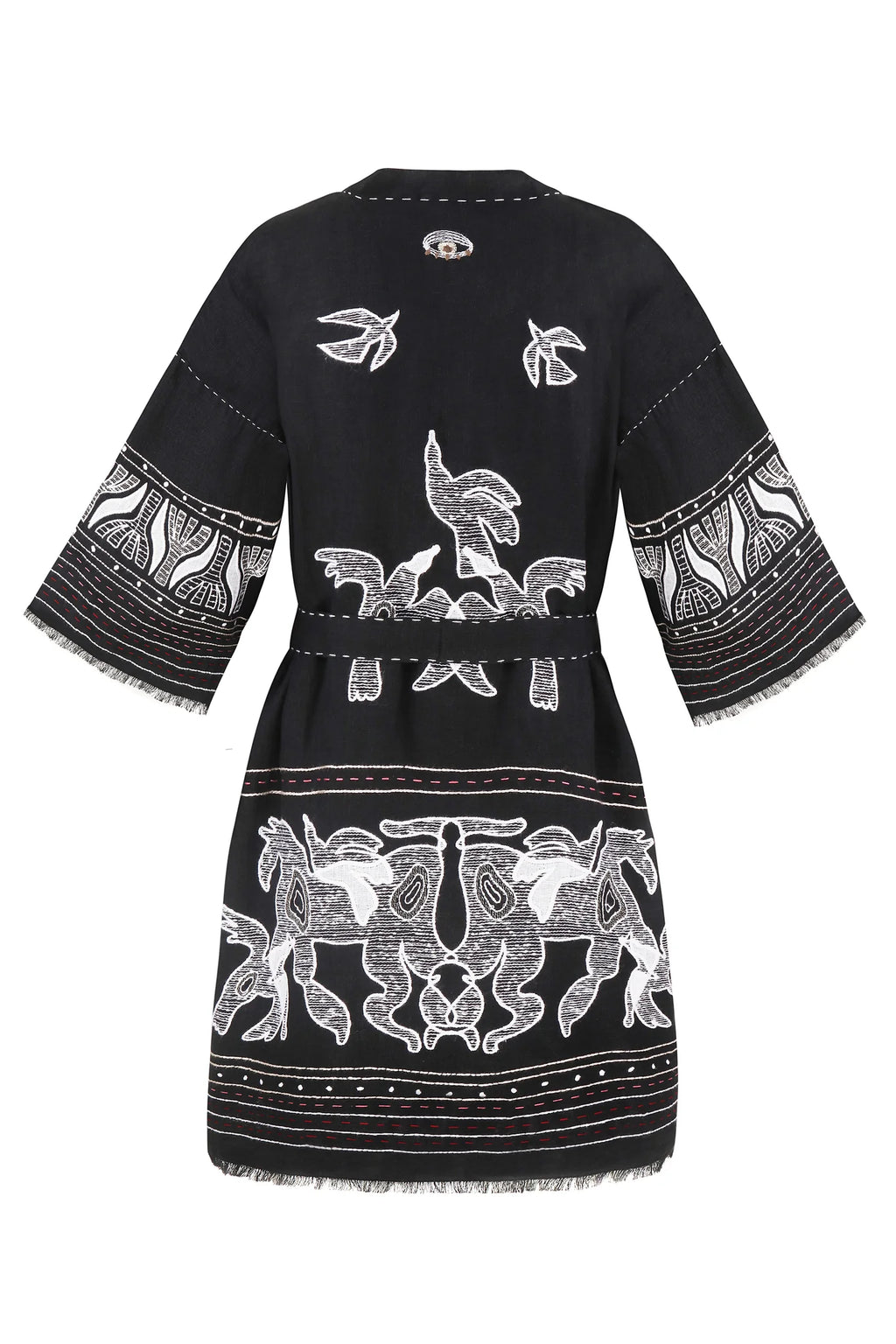 Animal realm short Kimono in Black