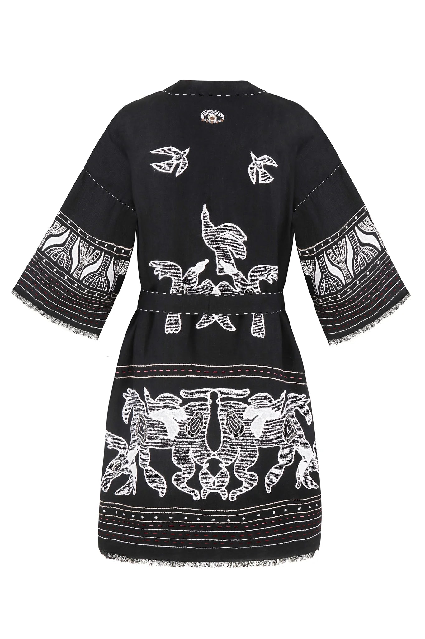 Animal realm short Kimono in Black