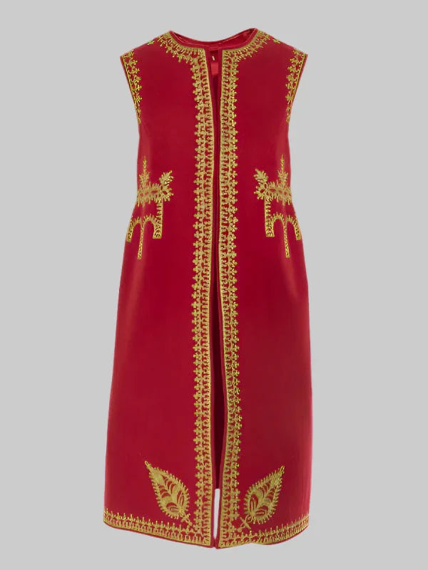 Handcrafted Artisan Wool & Cashmere Vest in Red no 5