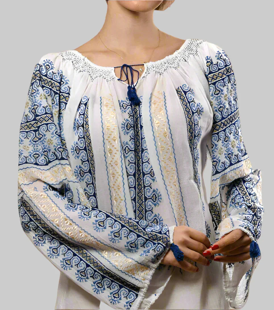 blue handmade embroidery