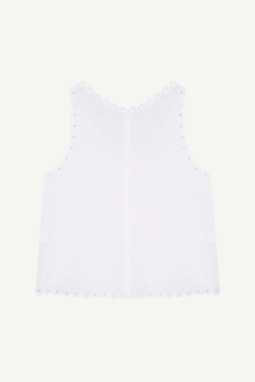 Ancient traditional Slavic Cutout Embroidered Linen V-neck White Tank Top Ruzha
