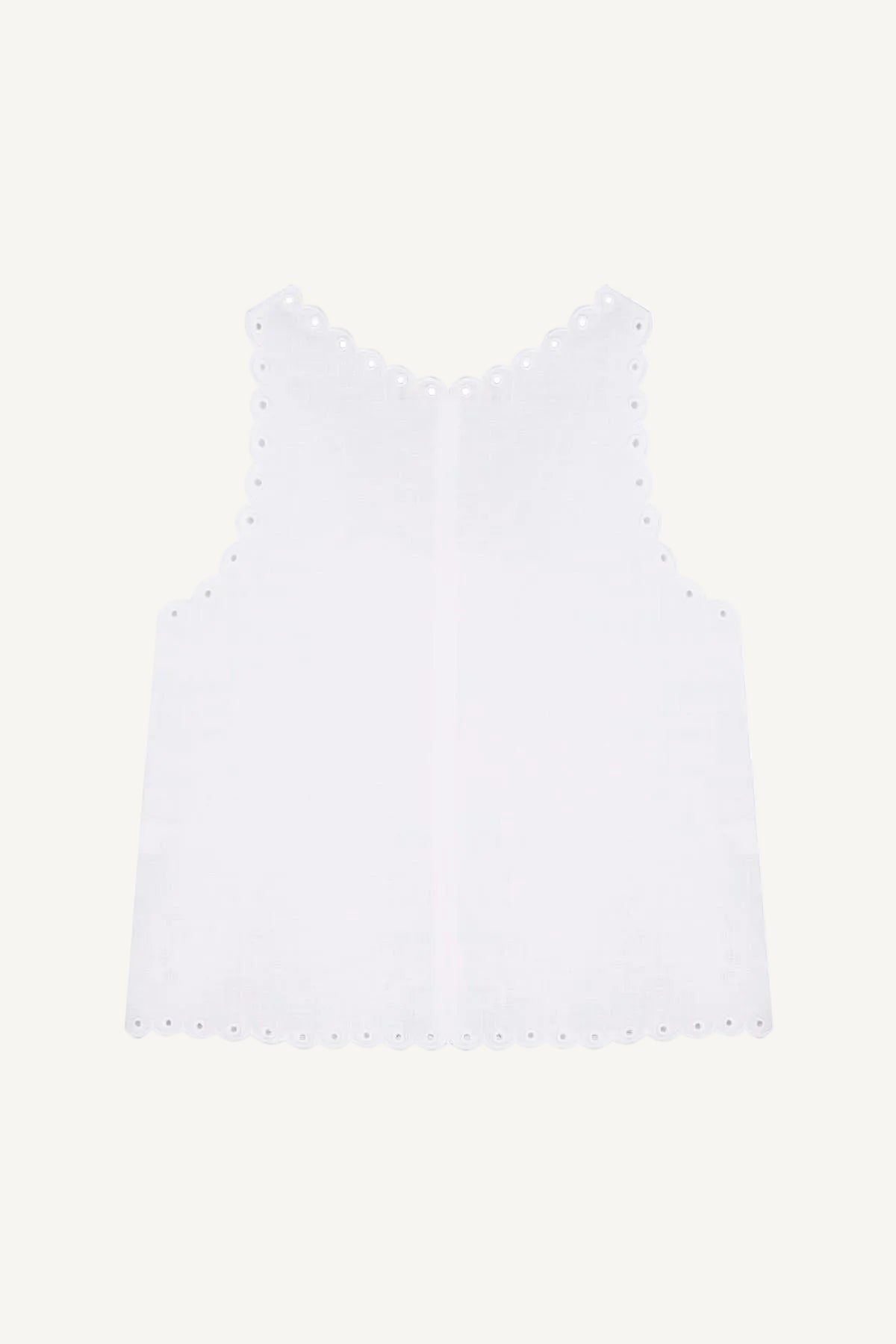 Ancient traditional Slavic Cutout Embroidered Linen V-neck White Tank Top Ruzha