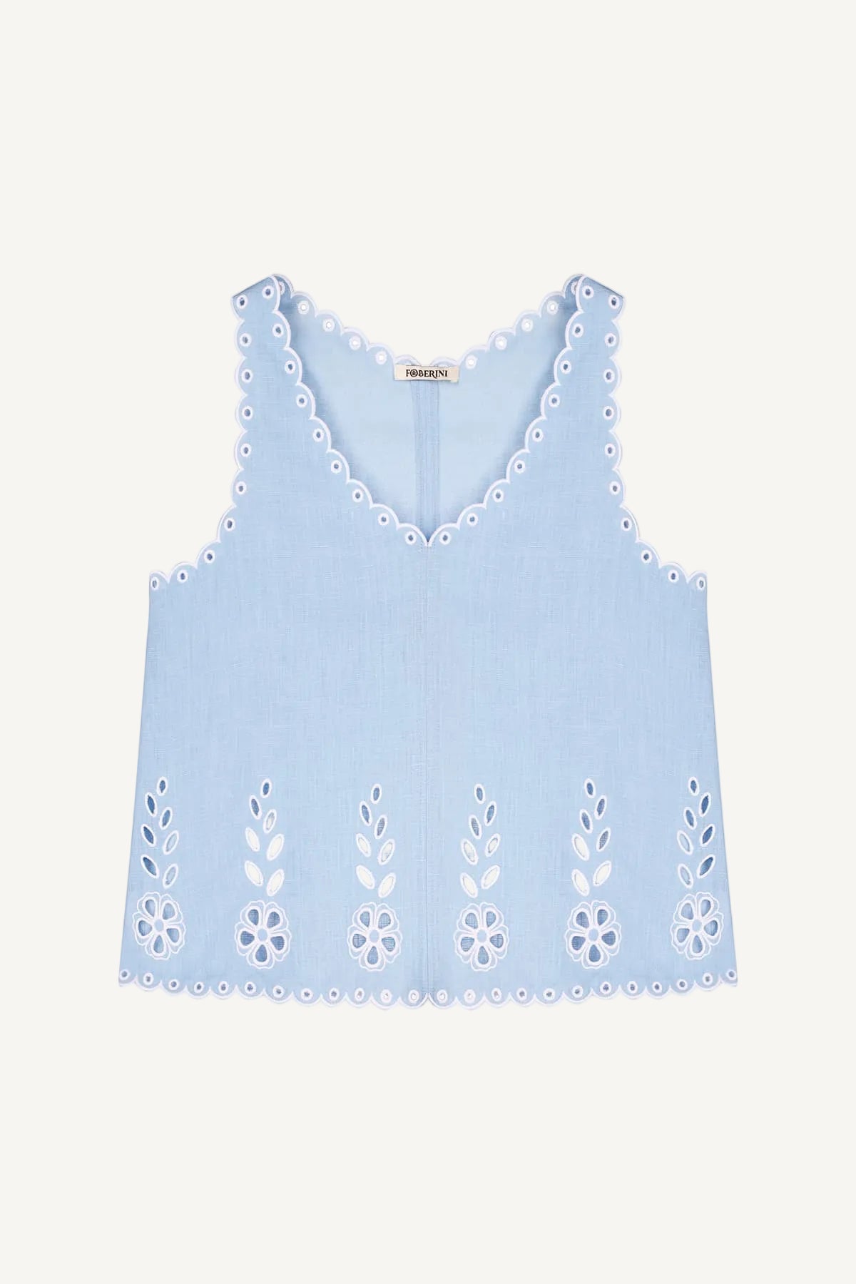 Ancient traditional Slavic Cutout Embroidered Linen V-neck White Tank Top Ruzha