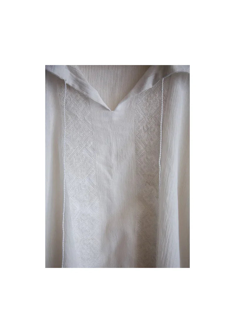 White  embroidered shirt with a collar. Romanian Blouse for men. Camasa traditonala pentru barbati