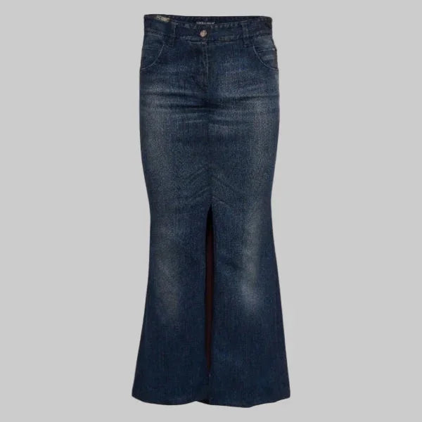 Fustã maxi denim up-cycled