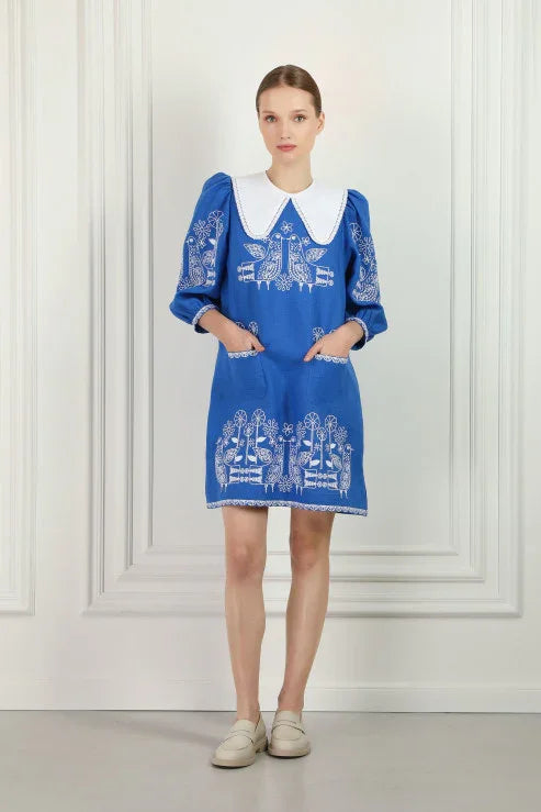 Rochie cu broderie Zozulya blue