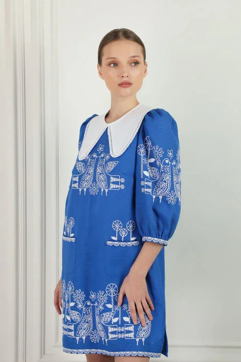 Rochie cu broderie Zozulya blue